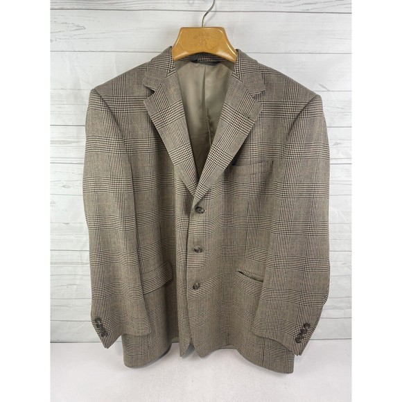 BURBERRY Mens Sport Coat Jacket Blazer Beige CHECK Windowpane44R3